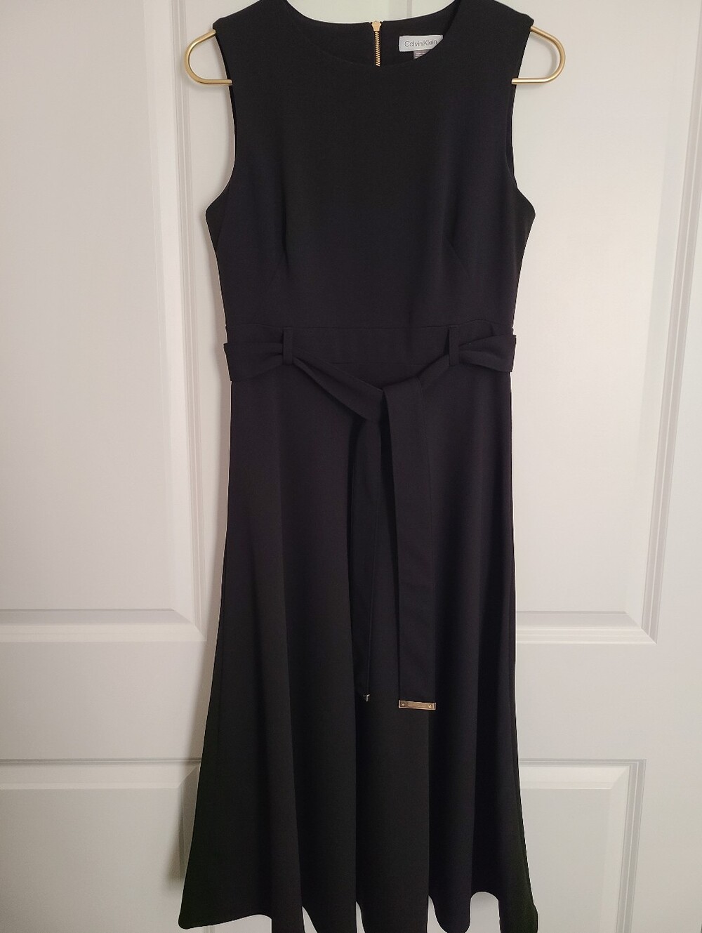 Calvin Klein Black Belted Midi Dress Size 6